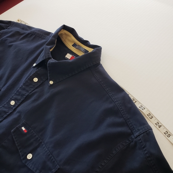 Vintage Tommy Hilfiger Navy Blue Shirt 100% Cotton - Picture 10 of 11